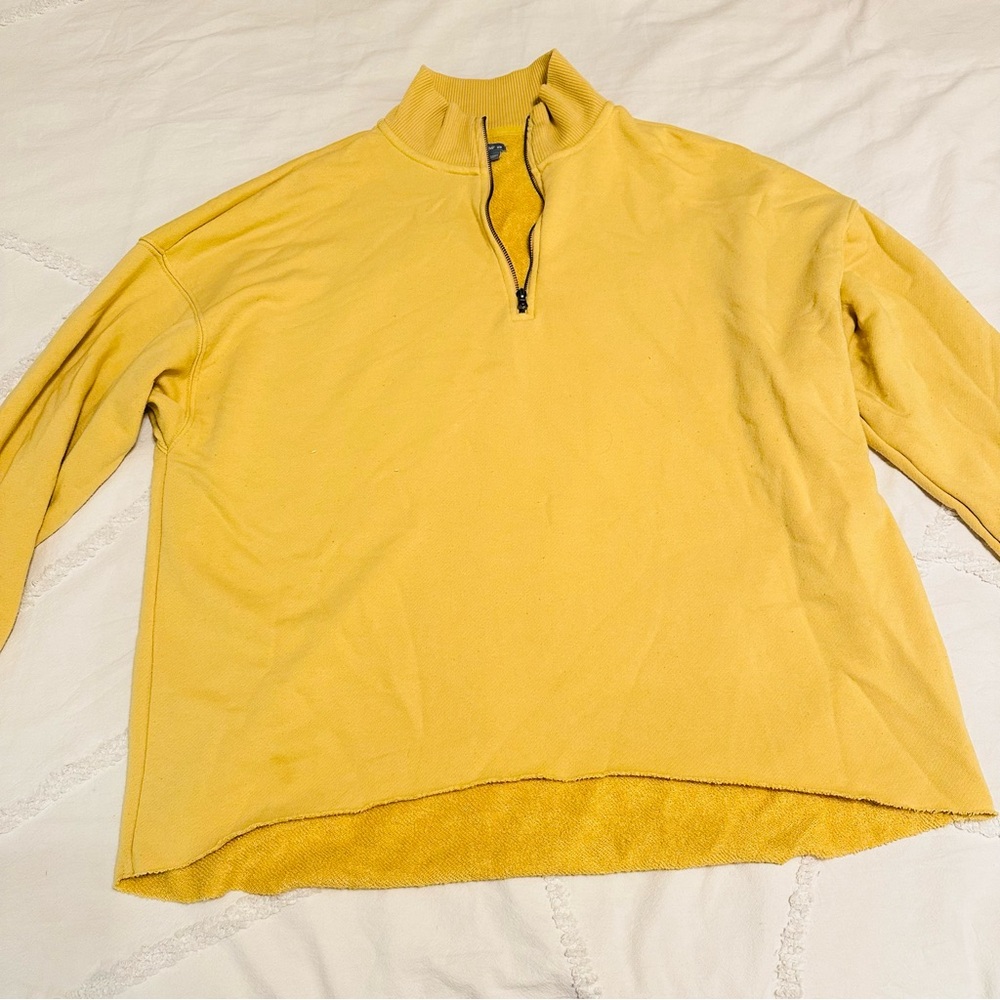 Aerie Mustard Pull Over Quarter Zip